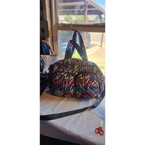 Colorful Quilted Tie Dye Duffle Bag Weekender Travel Bag w/ Shoulder Strap